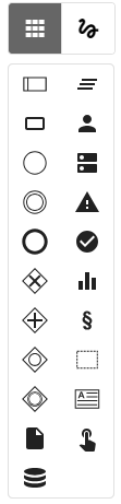 Der Screenshot zeigt die Symbolpalette eines Prozess Diagramms.